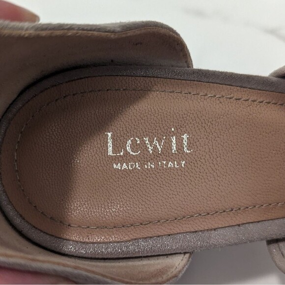 Lewit Beige Gold Silver Shimmer Glimmer Chunky Heel Ankle Bow 38 Made in Italy - Picture 10 of 13